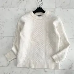 BEAMS ビームス　ニット　セーター　メンズ　ウール　白　オフホワイト　S