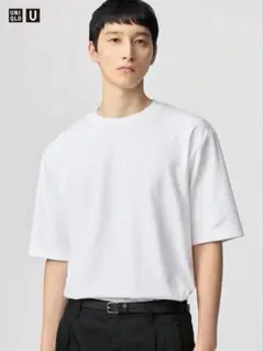 UNIQLO U エアリズムコットンオーバーサイズTシャツ/5分袖 ホワイト M