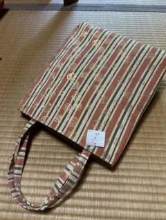 ストライプデザイン和装用トートバッグ