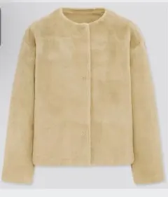 UNIQLO♡スムースヤーンフリースノーカラージャケット♡ベージュ♡サイズS美品