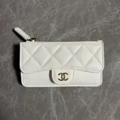 CHANEL ホワイト キルティング コインケース カードケース