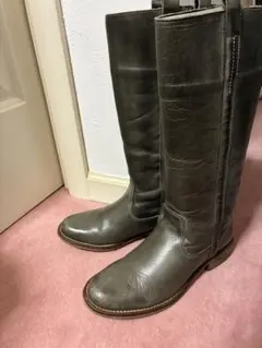 グレー レザー ロングブーツ 37