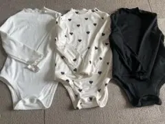 リブ素材 ハート柄ロンパース 3点セット