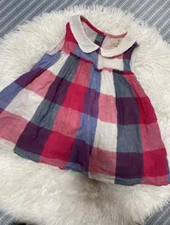 プティマイン　チェック柄 襟付きワンピース サイズ80