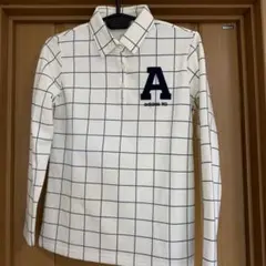 adidas チェック柄 長袖ポロシャツ