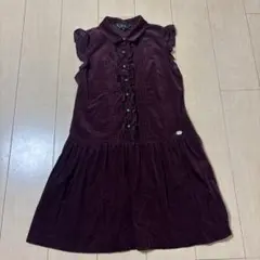 TO b by アニエスベー フリル ノースリーブ ワンピース 38 ボルドーM