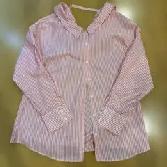 ZARA BASIC ピンクストライプ 長袖シャツ M