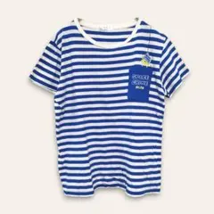 【ディズニーピクサー】エイリアン　ボーダーTシャツ　ブルー系　胸ポケット　訳ありのサムネイル