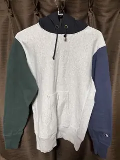 Champion フード付きパーカー Lサイズ グレー/ネイビー/グリーン