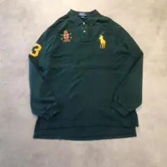 ポロバイ ラルフローレン ポロシャツ ラガーシャツ 古着 XL 緑 16233