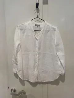 【美品】マーガレットハウエル リネン100% バンドカラー シャツ パフスリーブ 美品 マーガレットハウエル シャツ リネン100% バンドカラー
