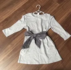 a.l.c ワンピース 100cm七分袖 リボンベルト 女の子 グレー 子ども服のサムネイル