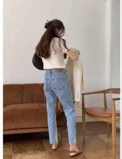 ordinairement・ミッドブルーストレートデニムパンツ