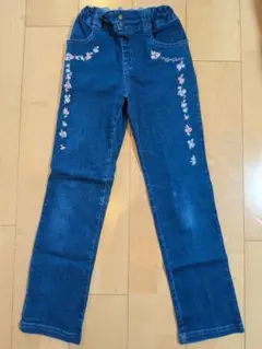 ♡メゾピアノ♡ブルージーンズ♡140♡お花刺繍♡定価10000円♡