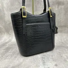 トートバッグ 2way ハンドバッグ クロコ調 ワンショルダー ブラック 黒