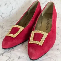 YVES SAINT LAURENT スウェード パンプス 35.5 赤のサムネイル