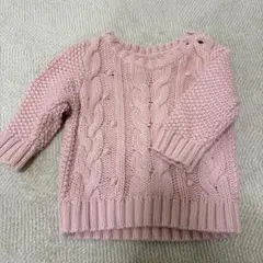 gap ベビー ニット セーター ピンク ケーブル編み0〜3month 50cm