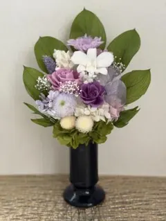プリザーブドフラワー仏花 お供えの花 花器付一対 お盆 法要 クチナシ