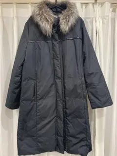 アクアスキュータム ロンドン ダウン コート 黒 フォックスファー リバーシブル