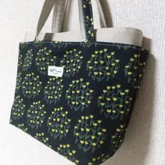 ハンドメイド＊トートバック◈あおりポケット付き◈フラワーサークル