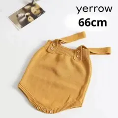 【新品】韓国　ベビー　66cm　ニットサロペット イエロー
