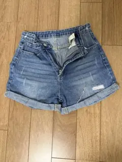 デニムショートパンツ ロールアップ インディゴブルー - メルカリ