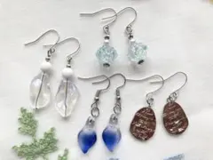 No.390 ブルー シルバー系シンプルピアス まとめ売り お買い得 セール