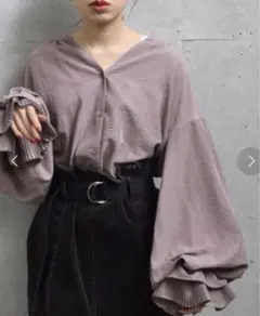 w closet 袖プリーツシャツブラウス