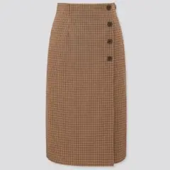 UNIQLO サイドボタンチェックラップスカート