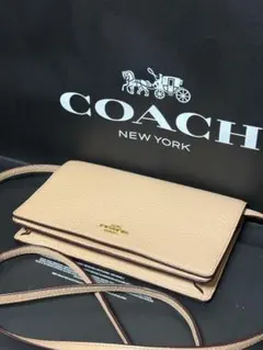 コーチ ショルダーウォレット お財布ショルダー レザー アイボリー 