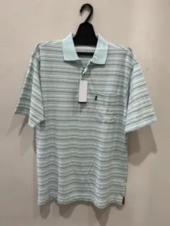 新品★MIZUNO 半袖ポロシャツ ペールブルー ストライプ Lのサムネイル
