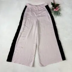 【ミスガイデット】サイドラインワイドパンツ Mサイズ　脚長効果　ピンク