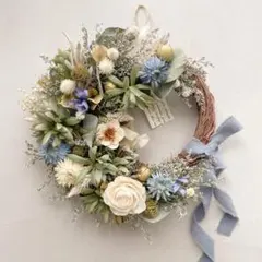 ドライフラワーリース☆ナチュラルカラー♪壁掛けインテリア・ギフトに