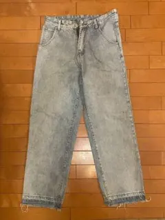 shein ライトブルー ワイドストレートデニム パンツ