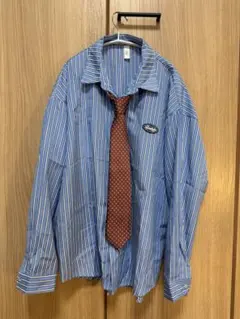 【セット売り】青白ストライプ シャツ ネクタイ付き