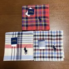 Polo Ralph Lauren チェック柄タオルハンカチ3枚セット
