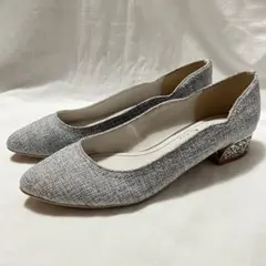 美品＊artemis by DIANAフラワーカットグリッターヒール ツィード
