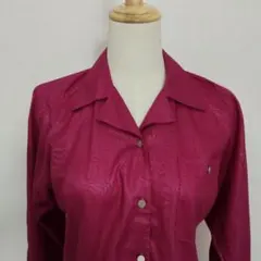 【日本製】ETOFFER 総柄 ジャガード ブラウス 9R マゼンタ レトロ