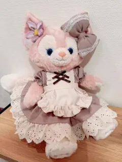 ハンドメイド　コスチューム　リーナベル　くすみパープルのエプロン付きワンピース