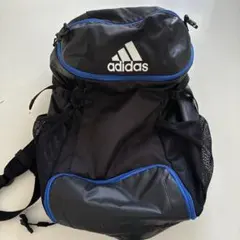 adidas バックパック 黒/青 メッシュポケット付き