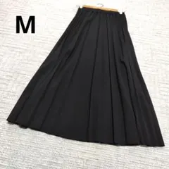 ブラック プリーツスカート ロングスカート ウエストゴム フォーマル 春 M
