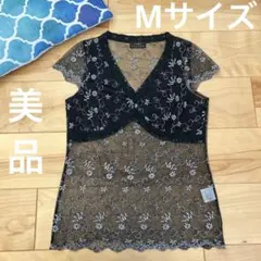 IORI ☆黒 レース刺繍 半袖☆ビスチェ☆美品のサムネイル