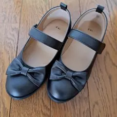 子供用黒リボン付きフォーマルシューズ 19cm