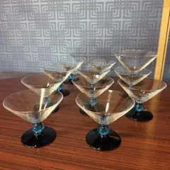 昭和レトロ カクテルグラス 11個セット ブルーステム ガラス デザートグラス