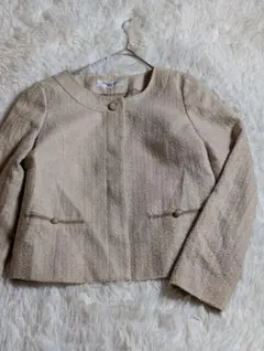 ナチュラル　ビューティー　ベーシック　ノーカラージャケット　ツイード　М