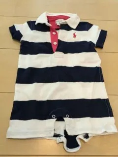 Ralph Lauren ネイビー・ホワイトストライプロンパース 6M