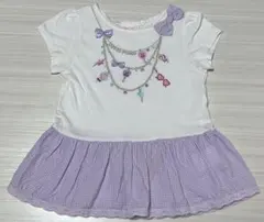 【メゾピアノ】ネックレスモチーフギンガムチェックTシャツ　120のサムネイル
