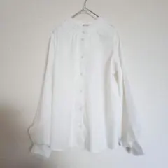 axes femme ボリューム袖 フリルブラウス ハイネック 白