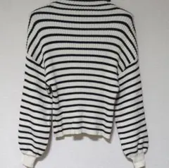 ストライプリブ編みセーター