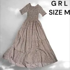 GRL フラワープリント 半袖ロングワンピース Mサイズ